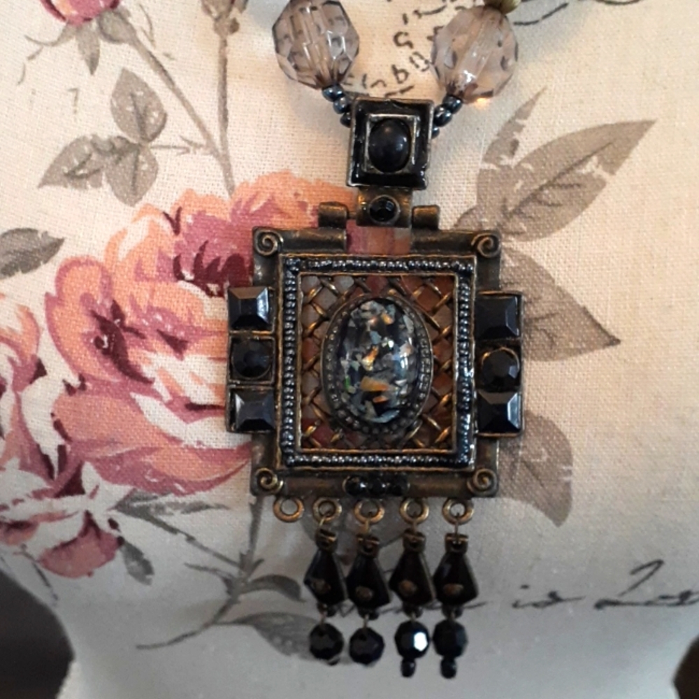 & Vintage artisan stone & bead Statement Necklace